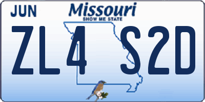 MO license plate ZL4S2D