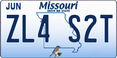 MO license plate ZL4S2T