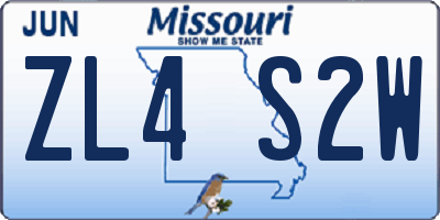 MO license plate ZL4S2W