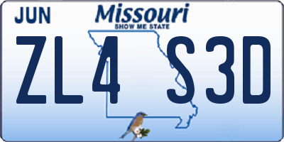 MO license plate ZL4S3D