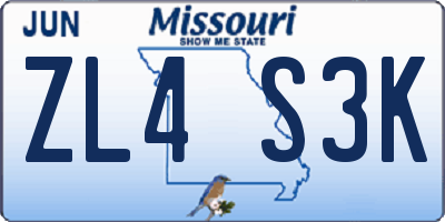 MO license plate ZL4S3K