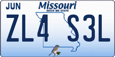 MO license plate ZL4S3L