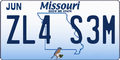 MO license plate ZL4S3M