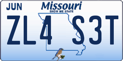 MO license plate ZL4S3T