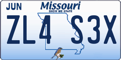 MO license plate ZL4S3X
