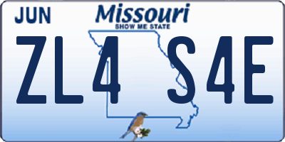 MO license plate ZL4S4E