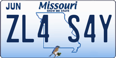 MO license plate ZL4S4Y
