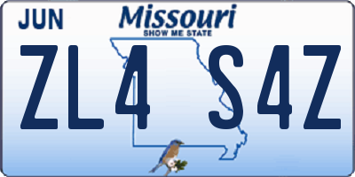 MO license plate ZL4S4Z