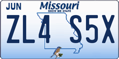 MO license plate ZL4S5X