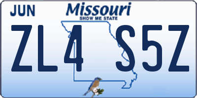 MO license plate ZL4S5Z