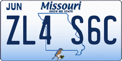 MO license plate ZL4S6C