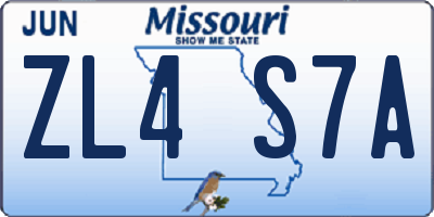 MO license plate ZL4S7A
