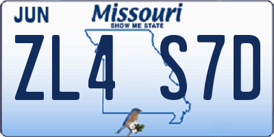 MO license plate ZL4S7D