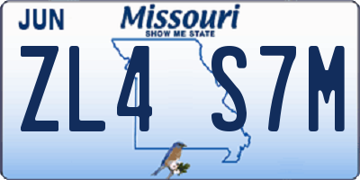 MO license plate ZL4S7M