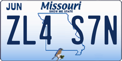 MO license plate ZL4S7N