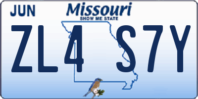 MO license plate ZL4S7Y
