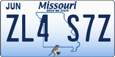 MO license plate ZL4S7Z