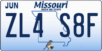 MO license plate ZL4S8F