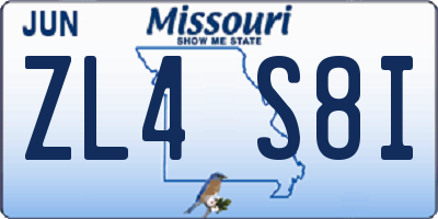 MO license plate ZL4S8I