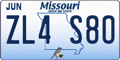 MO license plate ZL4S8O