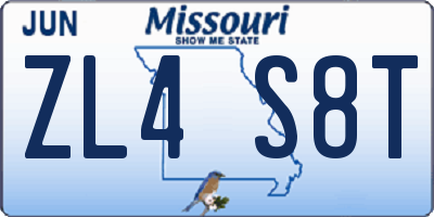 MO license plate ZL4S8T