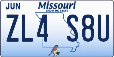 MO license plate ZL4S8U