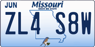 MO license plate ZL4S8W