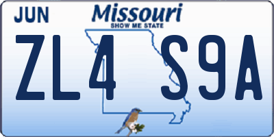 MO license plate ZL4S9A