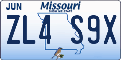 MO license plate ZL4S9X