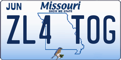 MO license plate ZL4T0G