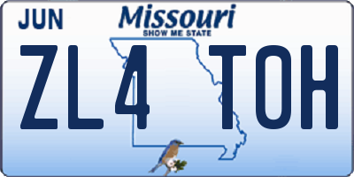 MO license plate ZL4T0H