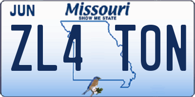 MO license plate ZL4T0N