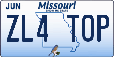 MO license plate ZL4T0P