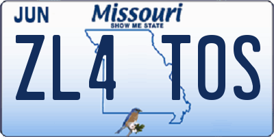 MO license plate ZL4T0S