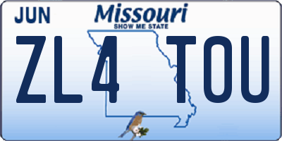 MO license plate ZL4T0U