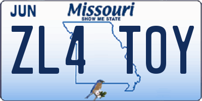 MO license plate ZL4T0Y