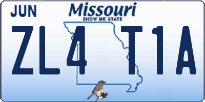 MO license plate ZL4T1A