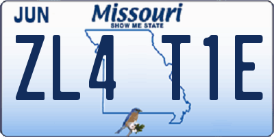 MO license plate ZL4T1E