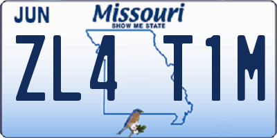 MO license plate ZL4T1M