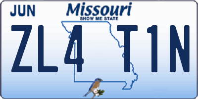 MO license plate ZL4T1N