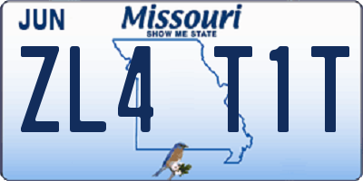 MO license plate ZL4T1T