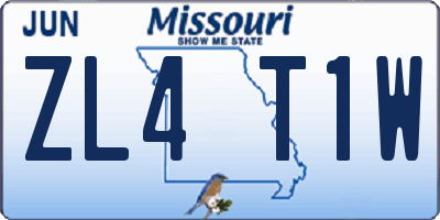 MO license plate ZL4T1W