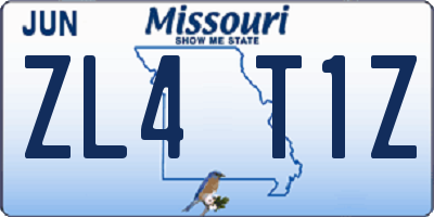 MO license plate ZL4T1Z