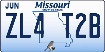 MO license plate ZL4T2B