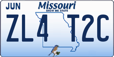 MO license plate ZL4T2C