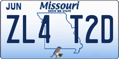 MO license plate ZL4T2D