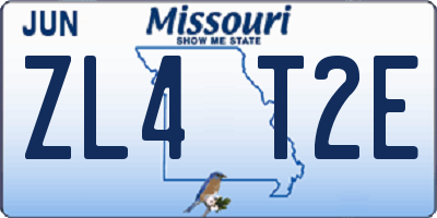 MO license plate ZL4T2E