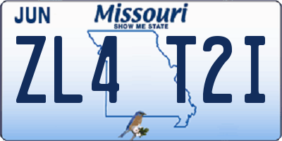 MO license plate ZL4T2I