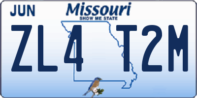 MO license plate ZL4T2M
