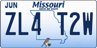 MO license plate ZL4T2W